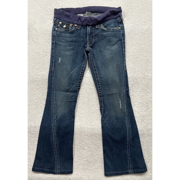 True Religion Joey Jeans Womens Low Rise Flare Twisted Stretch  Distress Size 28 - Picture 1 of 10